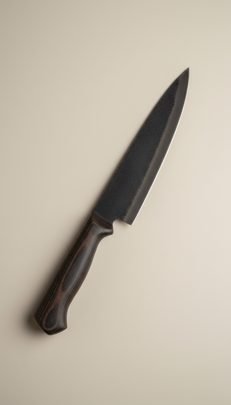 Coltello da chef in acciaio forgiato e manico effetto ossidiana